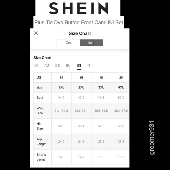 SHEIN Tie Dye Button Front Cami P.J.Set NWOT Size 2XL - Picture 6 of 8